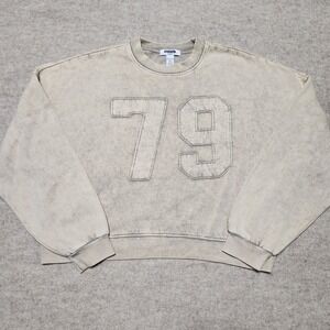 RSQ 79 Graphic Crewneck Cropped Sweatshirt Stone Wash M Cotton Polyester‎ Blend